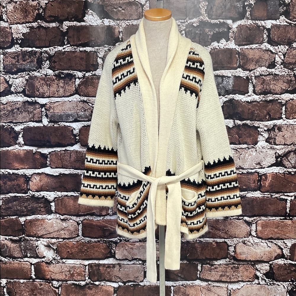 JEN’S PIRATE BOOTY Cardigan Cozy Cream Women's Sweater Southwest Print Small